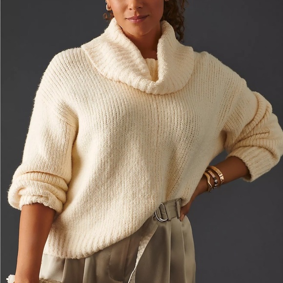Pilcro Sweaters - Pilcro Soft Cream Turtleneck Sweater